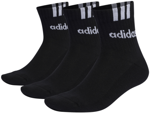 Adidas Socken 3-Streifen Linear Half-Crew Cushioned, 3 Paar, black/white Gr. 34 - 48